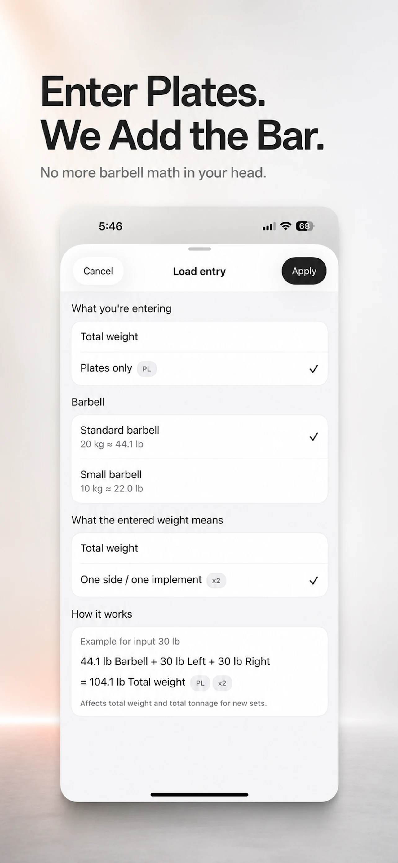 Fitness Karma showing previous exercise results.