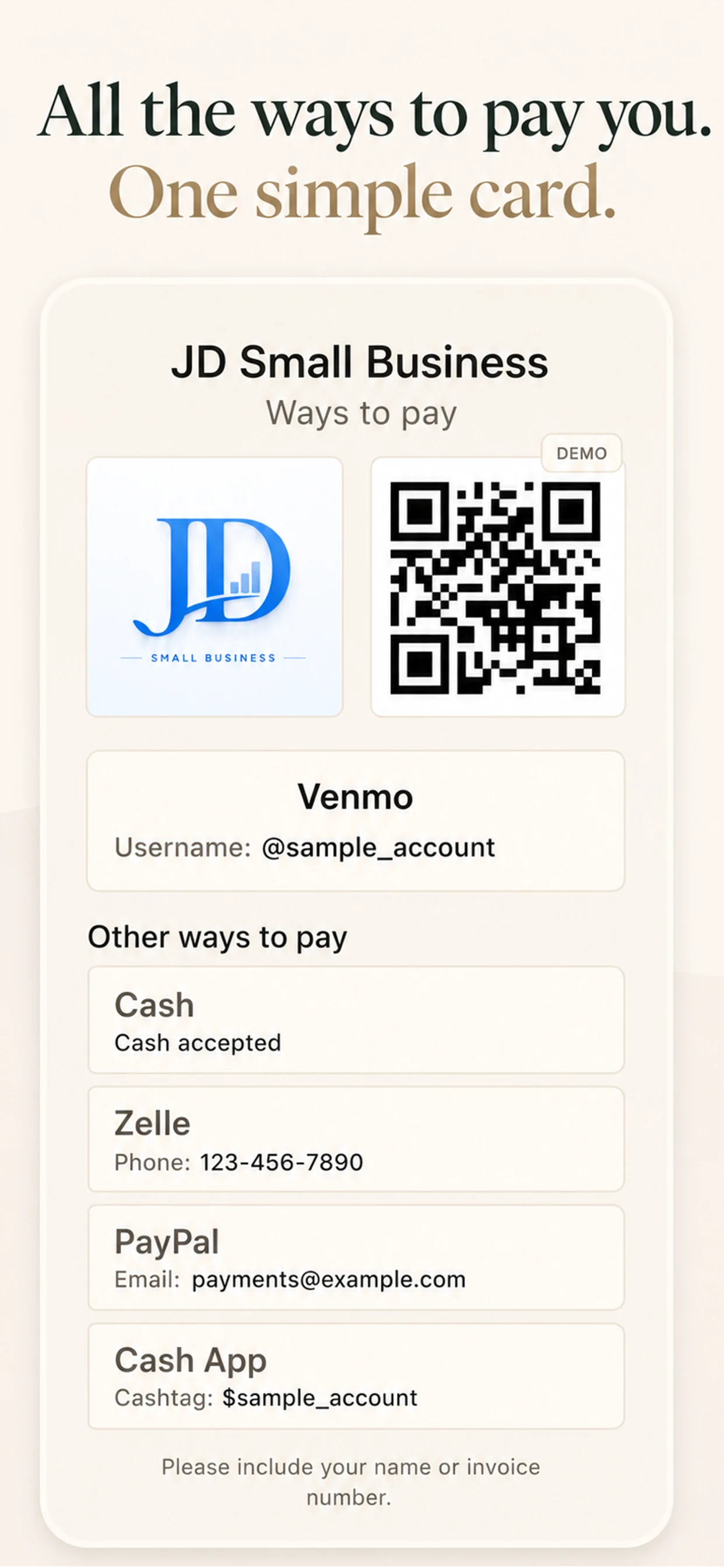 Pay Link Card preview